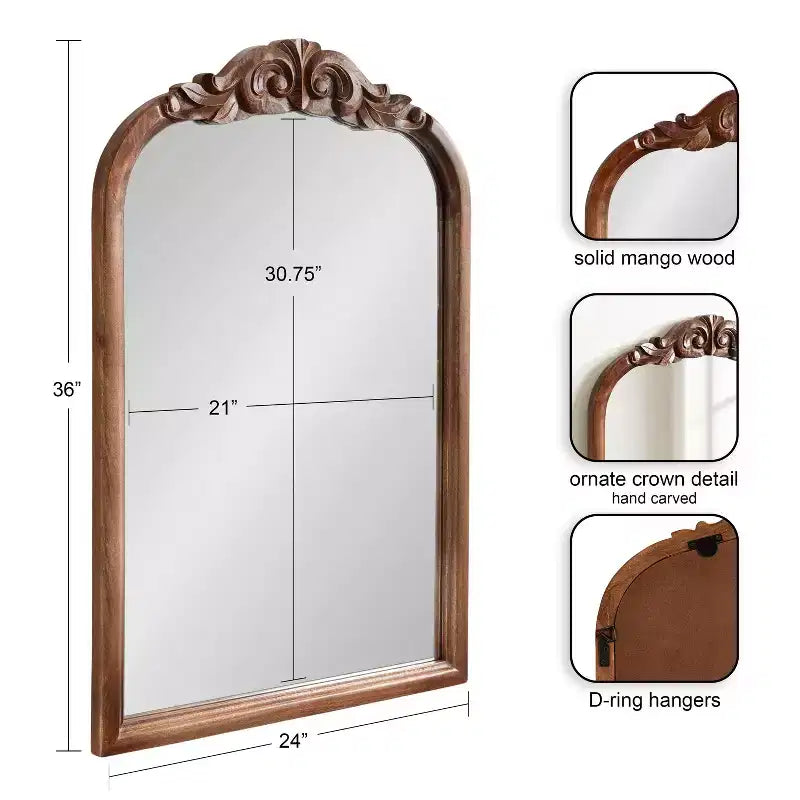 Miroir arche en bois Arendahl 24x36 Kate & Laurel All Things Decor