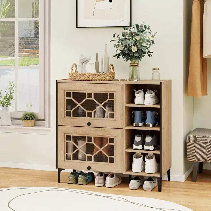 Armoire à chaussures Costway avec portes basculantes et étagères réglables et amovibles pour entrée