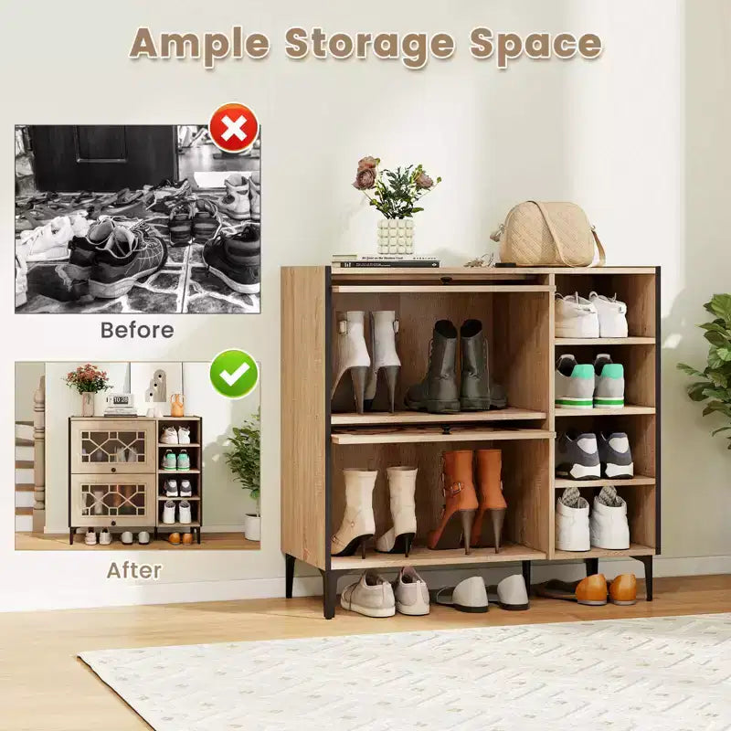 Armoire à chaussures Costway avec portes basculantes et étagères réglables et amovibles pour entrée