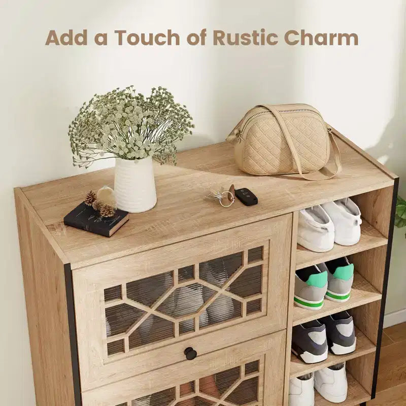 Armoire à chaussures Costway avec portes basculantes et étagères réglables et amovibles pour entrée