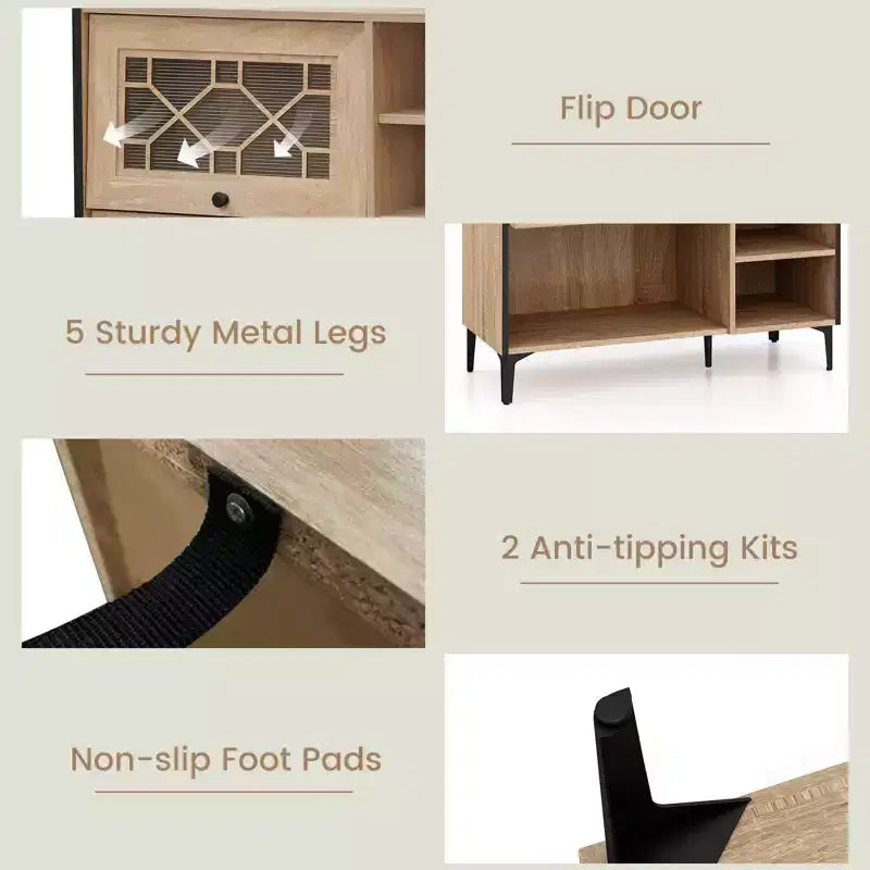 Armoire à chaussures Costway avec portes basculantes et étagères réglables et amovibles pour entrée