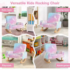 Costway Fauteuil à Bascule pour Enfants Rembourré en Flanelle avec Dossier Confortable Multicolore/Rose