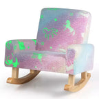 Costway Fauteuil à Bascule pour Enfants Rembourré en Flanelle avec Dossier Confortable Multicolore/Rose