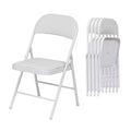 SUGIFT 4 Pack Folding Chairs with Padded Seats, Metal Frame with Pu Leather Seat & Back, White