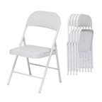 SUGIFT 4 Pack Folding Chairs with Padded Seats, Metal Frame with Pu Leather Seat & Back, White