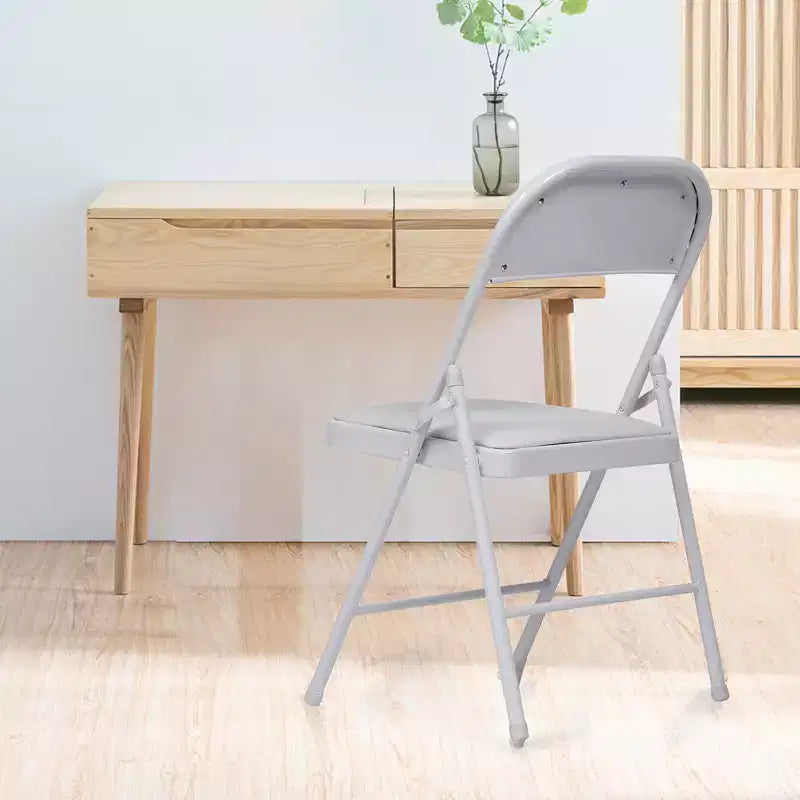 SUGIFT Lot de 4 chaises pliantes avec sièges rembourrés, structure en métal avec assise et dossier en cuir PU, blanc