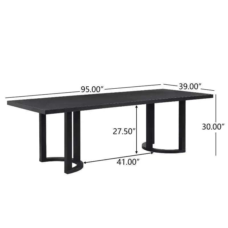 Christopher Knight Home Evat 95 Table de salle à manger rectangulaire moderne 8 places en bois d'hévéa, noir