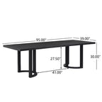 Christopher Knight Home Evat 95 Table de salle à manger rectangulaire moderne 8 places en bois d'hévéa, noir