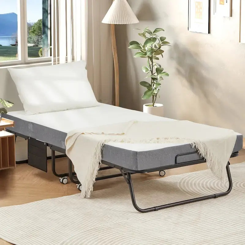 Lit pliant Erommy avec matelas à mémoire de forme : lit d'appoint pliable portable pour adultes avec matelas luxueux à mémoire de forme de 12,7 cm