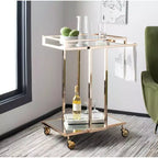 Desserte de bar rectangulaire à 2 niveaux Capri - BCT8003A - Or/Miroir - Safavieh
