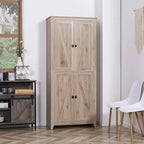 HOMCOM Grand garde-manger de cuisine autoportant de 183 cm, organisateur de rangement à 4 portes avec 4 niveaux et étagères réglables, blanc