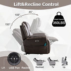Fauteuil releveur confortable avec massage chauffant, porte-gobelet et port USB