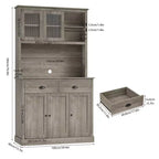 Placard de cuisine Whizmax avec tiroirs et étagères réglables, garde-manger autoportant de 180 cm de haut avec support pour micro-ondes, buffet pour cuisine, salle à manger
