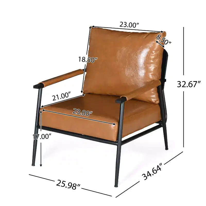 Christopher Knight Home Wayne Fauteuil d'appoint en similicuir et métal, Brun/Noir