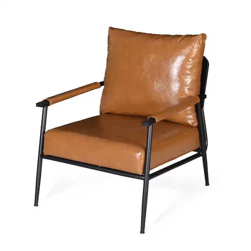 Christopher Knight Home Wayne Fauteuil d'appoint en similicuir et métal, Brun/Noir