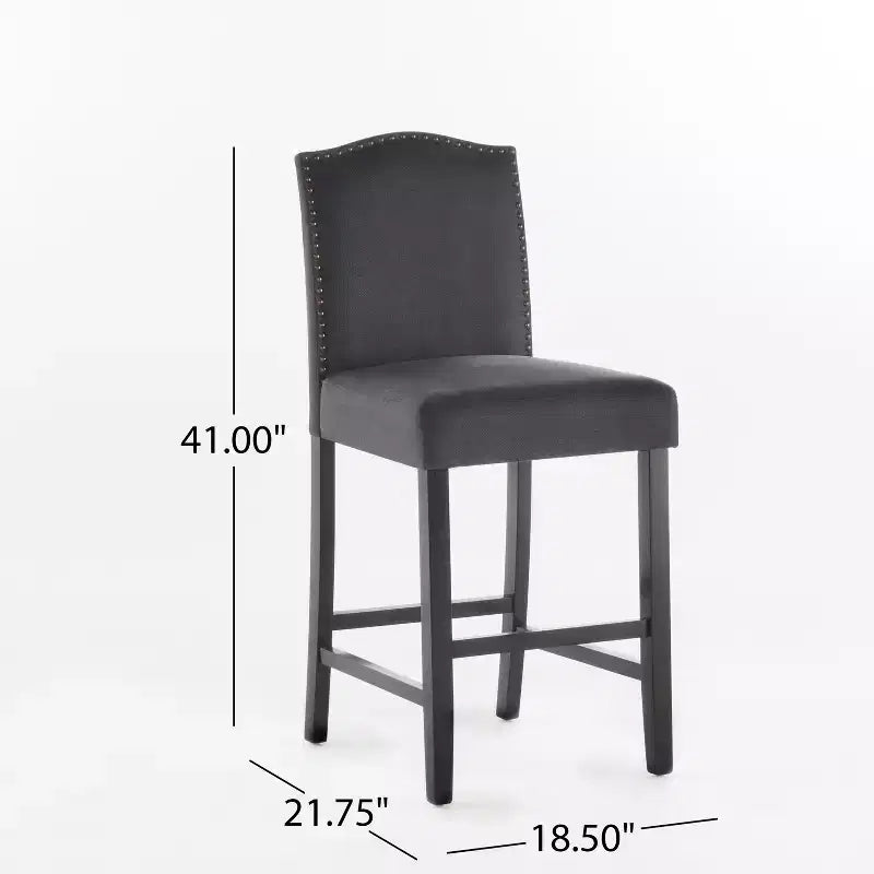 Tabouret de comptoir Christopher Knight Home Bella rembourré de 26,8 po avec clous décoratifs (lot de 2)