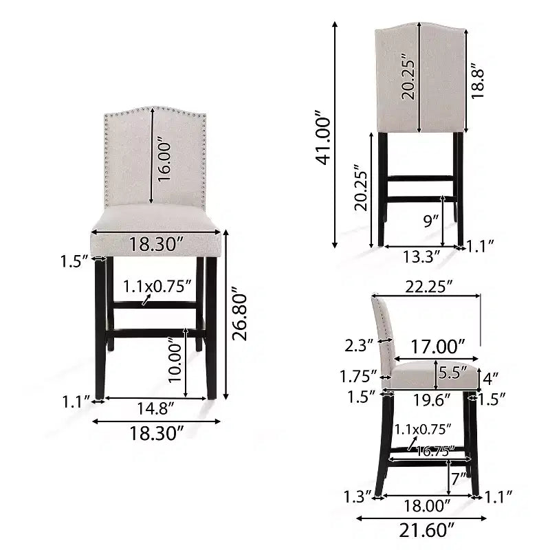 Tabouret de comptoir Christopher Knight Home Bella rembourré de 26,8 po avec clous décoratifs (lot de 2)