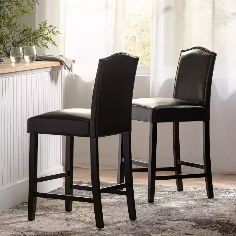 Tabouret de comptoir Christopher Knight Home Bella rembourré de 26,8 po avec clous décoratifs (lot de 2)