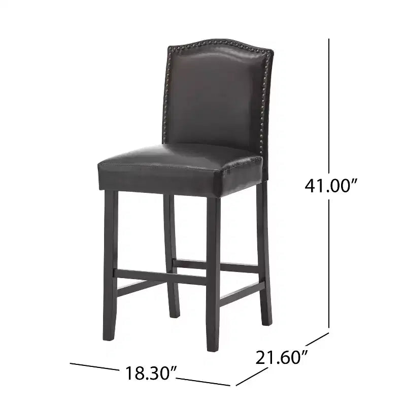 Tabouret de comptoir Christopher Knight Home Bella rembourré de 26,8 po avec clous décoratifs (lot de 2)