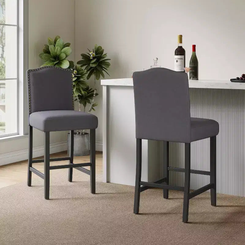 Tabouret de comptoir Christopher Knight Home Bella rembourré de 26,8 po avec clous décoratifs (lot de 2)