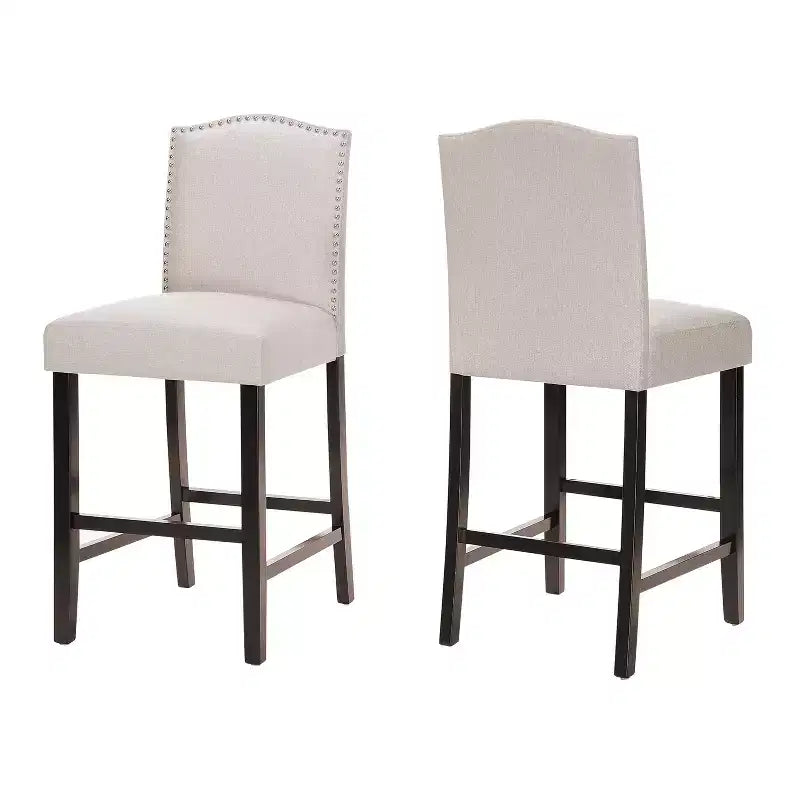 Tabouret de comptoir Christopher Knight Home Bella rembourré de 26,8 po avec clous décoratifs (lot de 2)