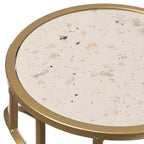 Support à plantes décoratif Uniquewise en métal doré, table d'appoint avec plateau moderne effet marbre blanc, ensemble de 3