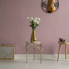 Support à plantes décoratif Uniquewise en métal doré, table d'appoint avec plateau moderne effet marbre blanc, ensemble de 3