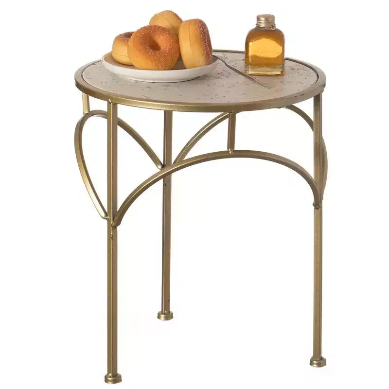 Support à plantes décoratif Uniquewise en métal doré, table d'appoint avec plateau moderne effet marbre blanc, ensemble de 3
