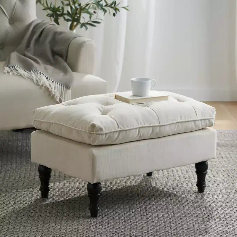 GDFStudio Jeremy, pouf capitonné en tissu de style contemporain