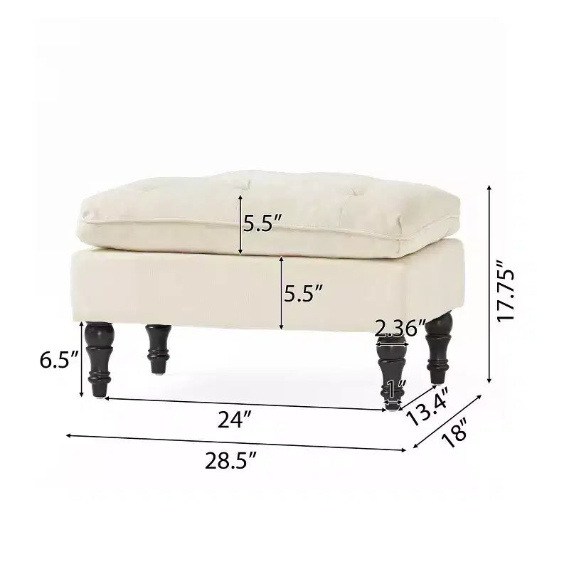 GDFStudio Jeremy, pouf capitonné en tissu de style contemporain