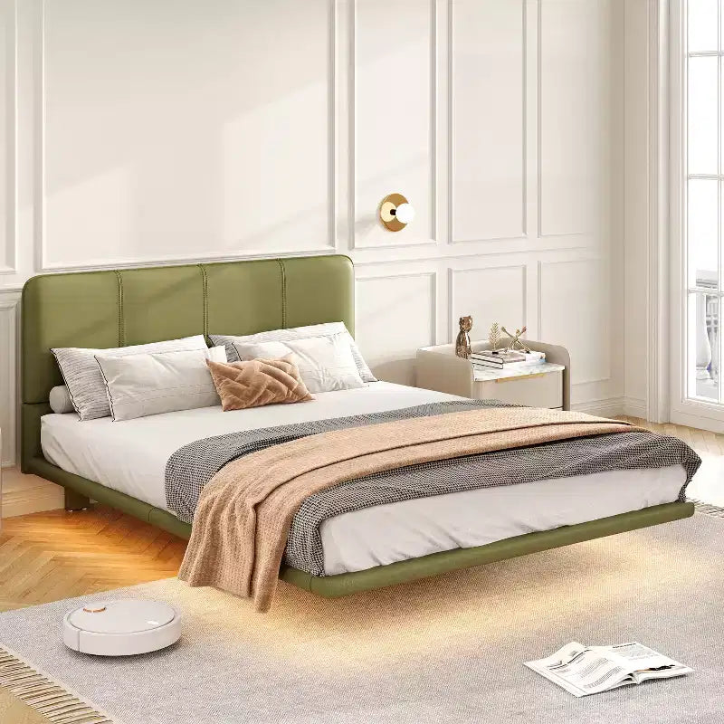 Lit flottant moderne Christopher Knight Home Korli grand format rembourré avec éclairage DEL