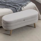 Banc de rangement capitonné avec pieds en bois