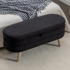 Banc de rangement capitonné avec pieds en bois