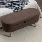 Banc de rangement capitonné avec pieds en bois