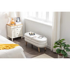 Banc de rangement capitonné avec pieds en bois