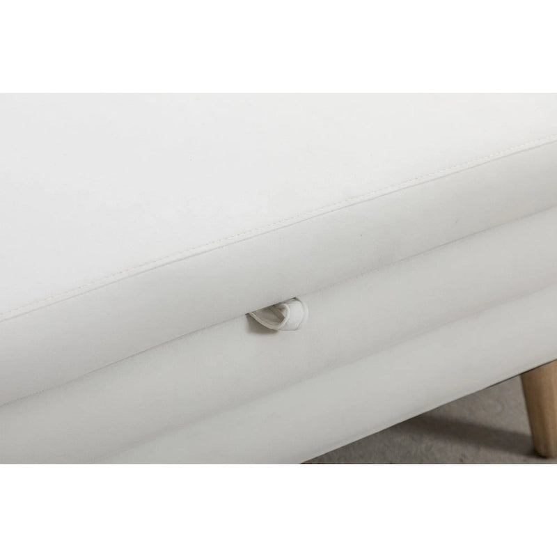 Banc de rangement capitonné avec pieds en bois