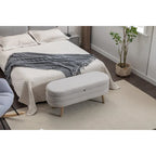 Banc de rangement capitonné avec pieds en bois