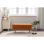 Banc de rangement capitonné avec pieds en bois