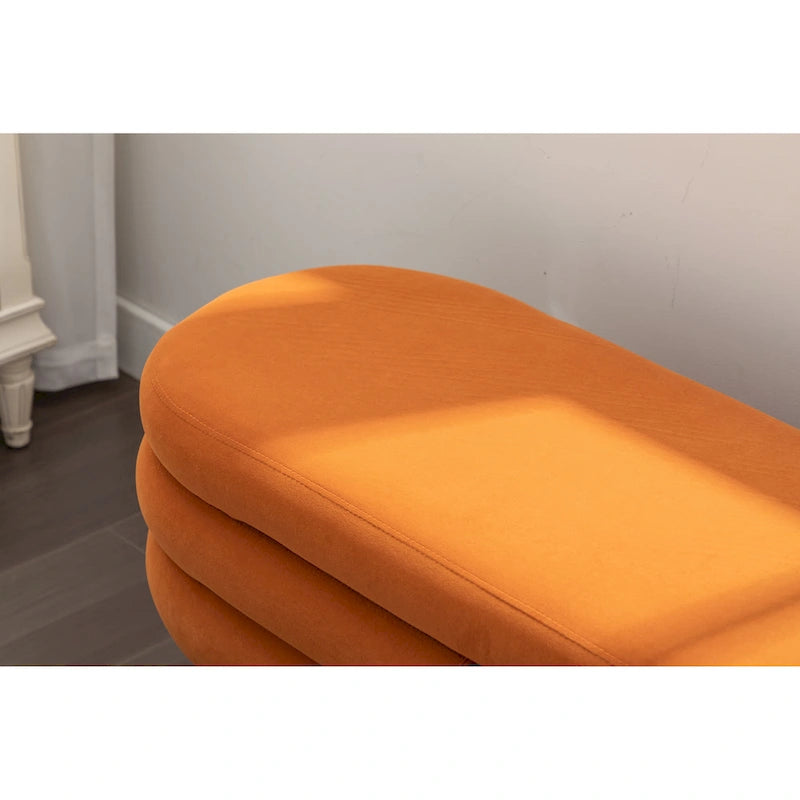 Banc de rangement capitonné avec pieds en bois