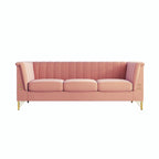 Canapé de salon moderne en velours, canapé 3 places avec pieds en métal doré et canapé rose - 83.46*30.51*31.9