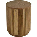 Studio 55D Perch Farmhouse Rustic Natural Oak Wood Round Accent Side End Table 17 3/4 Wide Brown Ridges Base for Living Room Home