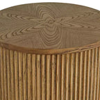 Table d'appoint ronde Studio 55D Perch Farmhouse, chêne naturel rustique, 45 cm de large, base à lattes marron, pour salon, maison