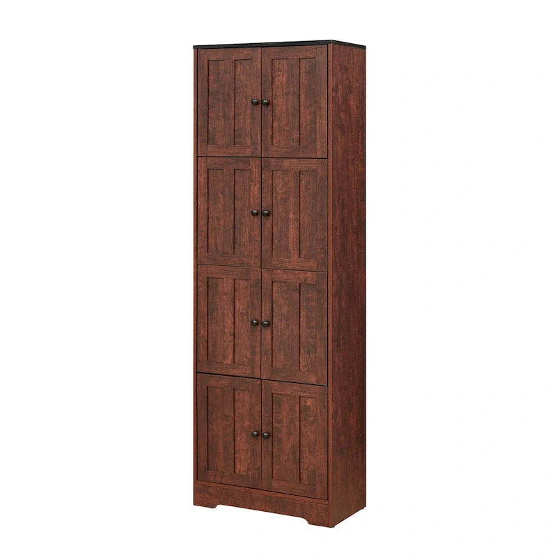 Meuble de rangement haut avec 8 portes et 4 étagères, meuble mural de rangement pour salon, cuisine, bureau, chambre, salle de bain
