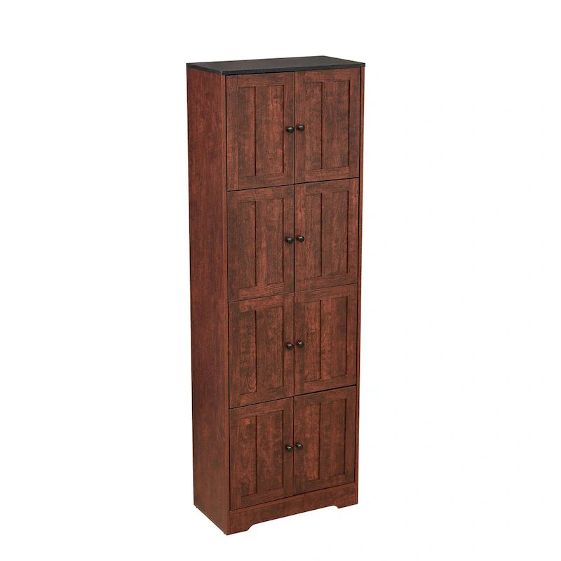 Meuble de rangement haut avec 8 portes et 4 étagères, meuble mural de rangement pour salon, cuisine, bureau, chambre, salle de bain