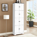 Meuble de rangement haut avec 8 portes et 4 étagères, meuble mural de rangement pour salon, cuisine, bureau, chambre, salle de bain