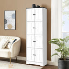 Meuble de rangement haut avec 8 portes et 4 étagères, meuble mural de rangement pour salon, cuisine, bureau, chambre, salle de bain