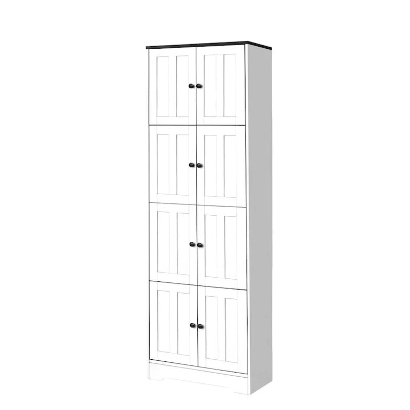 Meuble de rangement haut avec 8 portes et 4 étagères, meuble mural de rangement pour salon, cuisine, bureau, chambre, salle de bain