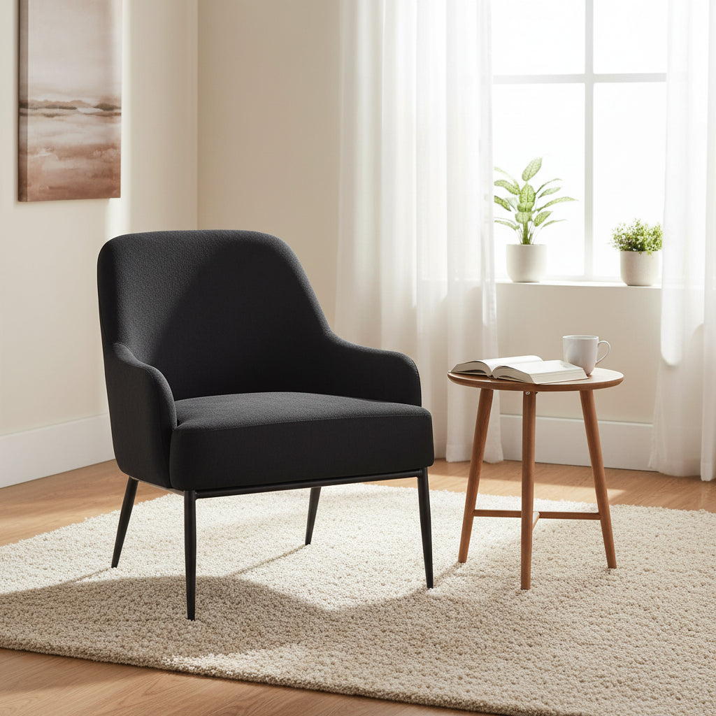 Fauteuil d'appoint d'intérieur en velours du milieu du siècle avec accoudoirs inclinés