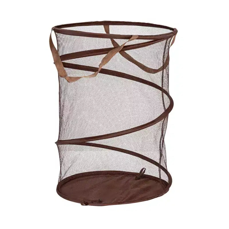 Panier à linge en maille escamotable, armature en acier à ressort, doublure en maille pour la circulation de l'air, grande capacité, montage facile, rangement compact