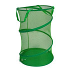 Panier à linge en maille escamotable, armature en acier à ressort, doublure en maille pour la circulation de l'air, grande capacité, montage facile, rangement compact